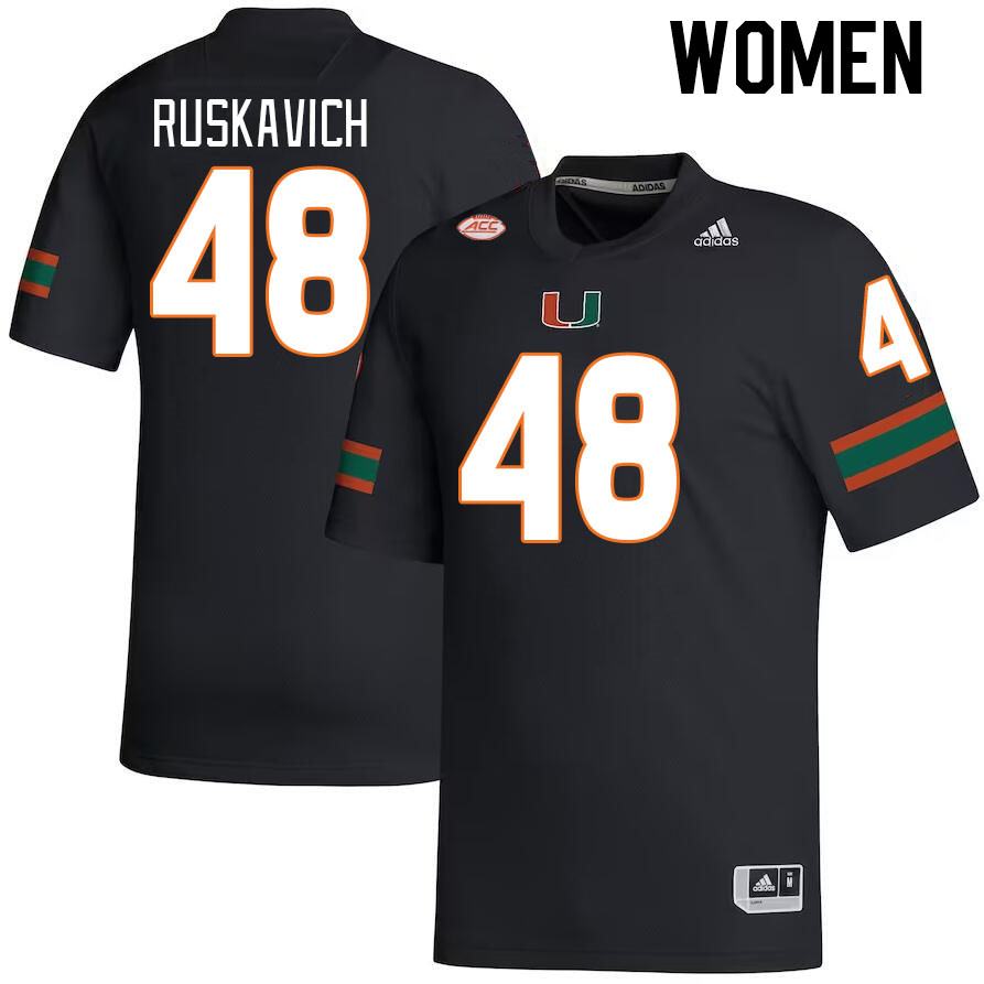 Women #48 Owen Ruskavich Miami Hurricanes College Football Jerseys Stitched-Black